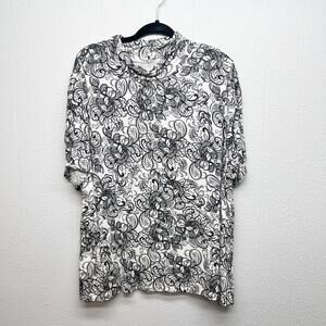 Apt. 9 Paisley Floral Mock Neck Womens Top Size 3X Soft Stretch Workwear Casual